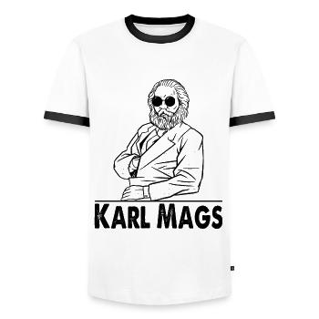 Karl Marx Mags - Männer Kontrast-T-Shirt - Weiß/Schwarz - Vorne - AI Model Female 172 light (172cm) & AI Model Male 178 dark (178cm)