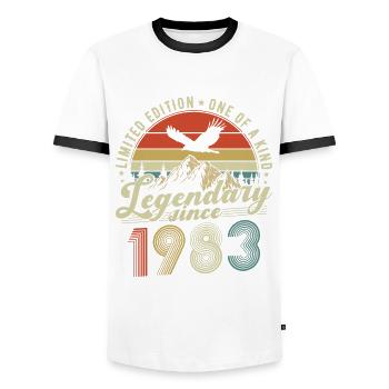 Legendär seit 1983 Jahrgang Geburtstag Geschenk - Männer Kontrast-T-Shirt - Weiß/Schwarz - Vorne - AI Model Female 172 light (172cm) & AI Model Male 178 dark (178cm)