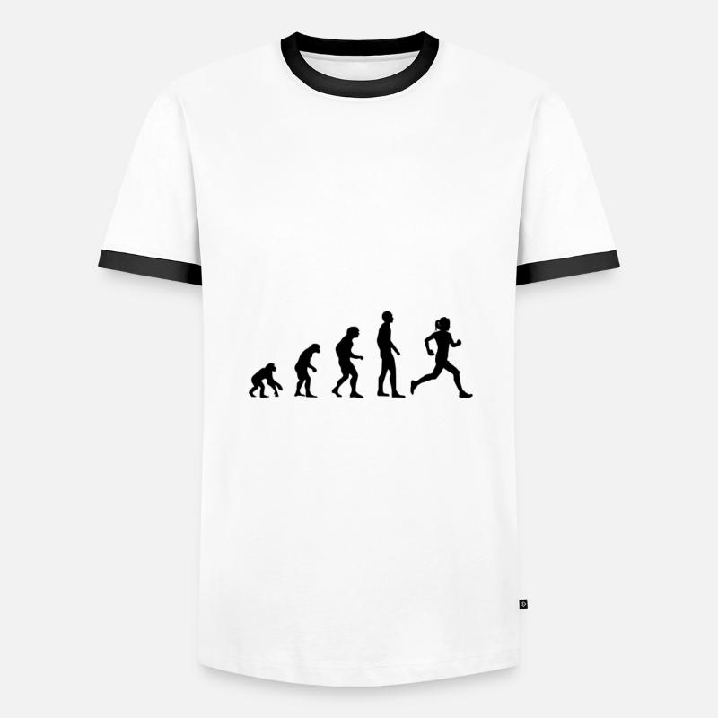 Evolution Joggen Läuferin - Männer Kontrast-T-Shirt - Weiß/Schwarz