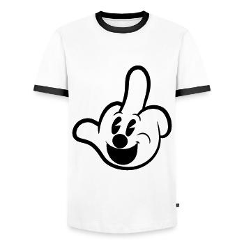 Mittelfinger Comic Handschuh Sarkasmus bürohumor - Männer Kontrast-T-Shirt - Weiß/Schwarz - Vorne - AI Model Female 172 light (172cm) & AI Model Male 178 dark (178cm)