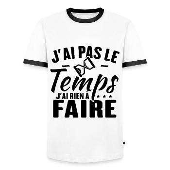 J'ai pas le temps j'ai rien à faire - T-shirt contrasté Homme - blanc/noir - Devant - AI Model Female 172 light (172cm) & AI Model Male 178 dark (178cm)