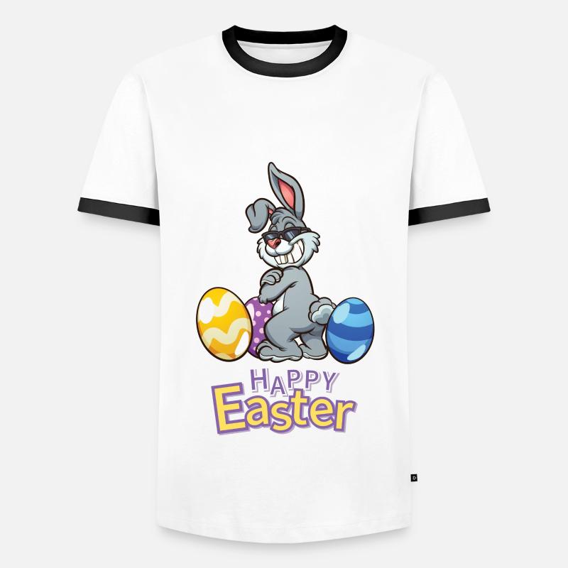 Easter - cool Easter bunny - Men's Ringer Shirt - white/black