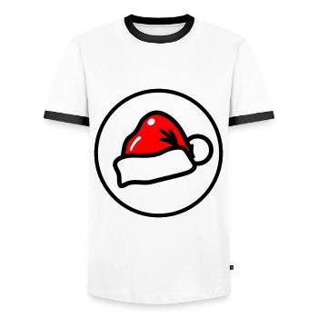 Chapeau de Noël Noël Casquette de Noël Père Noël - T-shirt contrasté Homme - blanc/noir - Devant - AI Model Female 172 light (172cm) & AI Model Male 178 dark (178cm)