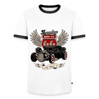 California T-shirt | Hot Rod | Vintage 1007 - Men's Ringer Shirt - white/black - Front - AI Model Female 172 light (172cm) & AI Model Male 178 dark (178cm)