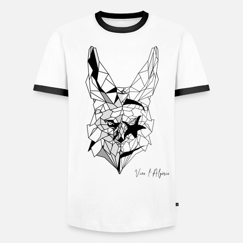 Fennec polygone drapeau de l'Algérie - T-shirt contrasté Homme - blanc/noir