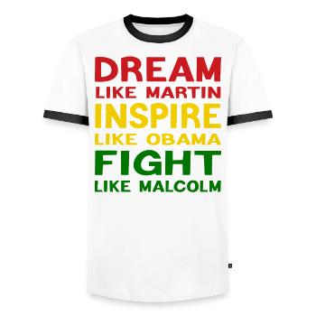 Inspirational Black History Leaders Funny Dream - Men's Ringer Shirt - white/black - Front - AI Model Female 172 light (172cm) & AI Model Male 178 dark (178cm)