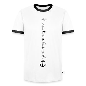 Küstenkind - Männer Kontrast-T-Shirt - Weiß/Schwarz - Vorne - AI Model Female 172 light (172cm) & AI Model Male 178 dark (178cm)