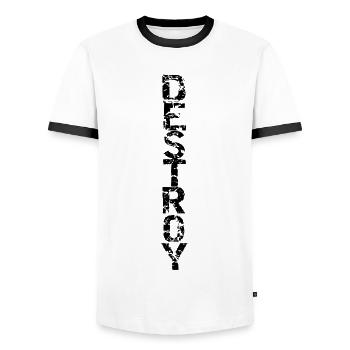Destroy in black - Men's Ringer Shirt - white/black - Front - AI Model Female 172 light (172cm) & AI Model Male 178 dark (178cm)