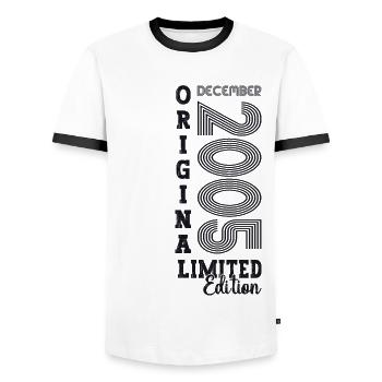 Original December 2005 17th Birthday Gift - Men's Ringer Shirt - white/black - Front - AI Model Female 172 light (172cm) & AI Model Male 178 dark (178cm)