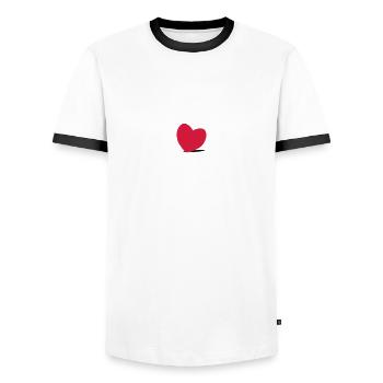 cœur, amour, love - T-shirt contrasté Homme - blanc/noir - Devant - AI Model Female 172 light (172cm) & AI Model Male 178 dark (178cm)