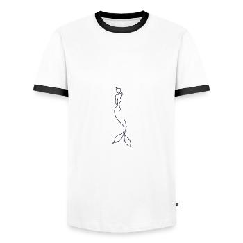 Meerjungfrau Silhouette Märchen Hand gezeichnet - Männer Kontrast-T-Shirt - Weiß/Schwarz - Vorne - AI Model Female 172 light (172cm) & AI Model Male 178 dark (178cm)