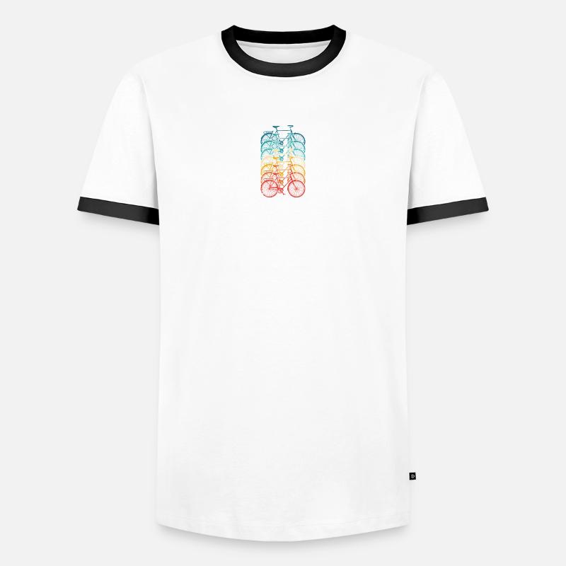 Rainbow Bike Stack Gradient - Men's Ringer Shirt - white/black