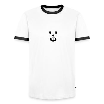 Biberacher Biber - Männer Kontrast-T-Shirt - Weiß/Schwarz - Vorne - AI Model Female 172 light (172cm) & AI Model Male 178 dark (178cm)