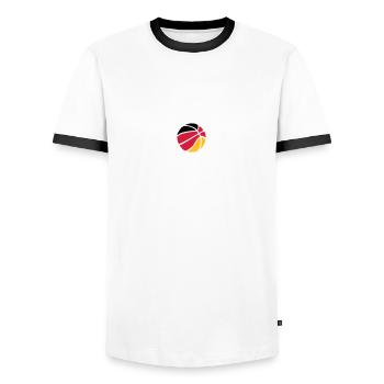Basket-ball Basketball Basket - T-shirt contrasté Homme - blanc/noir - Devant - AI Model Female 172 light (172cm) & AI Model Male 178 dark (178cm)