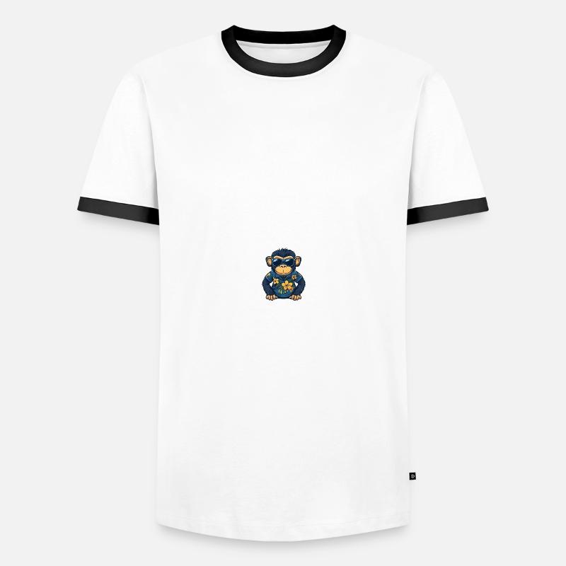 Affe Comic Cool Sommer - Männer Kontrast-T-Shirt - Weiß/Schwarz