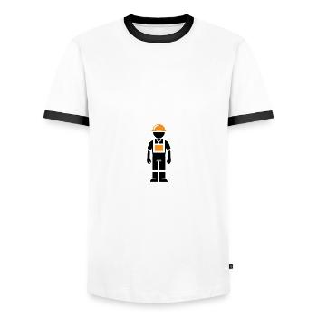Construction worker - Men's Ringer Shirt - white/black - Front - AI Model Female 172 light (172cm) & AI Model Male 178 dark (178cm)