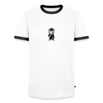 cute white tiger wearing a black suit and hat - Männer Kontrast-T-Shirt - Weiß/Schwarz - Vorne - AI Model Female 172 light (172cm) & AI Model Male 178 dark (178cm)