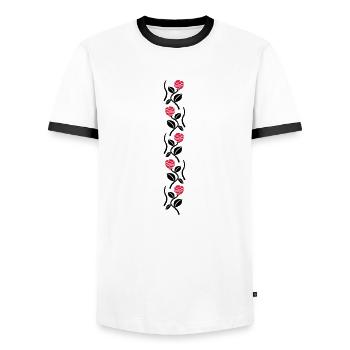 roses II - T-shirt contrasté Homme - blanc/noir - Devant - AI Model Female 172 light (172cm) & AI Model Male 178 dark (178cm)