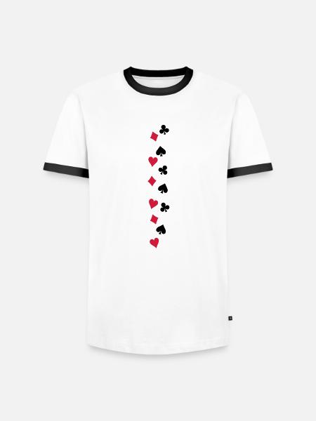 poker_symbole_f2 - Men's Ringer Shirt - white/black