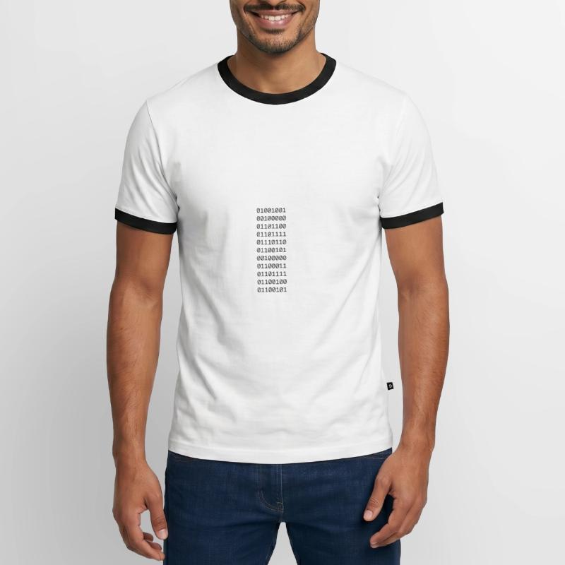 "I LOVE CODE" in binary data. Men's Ringer Shirt