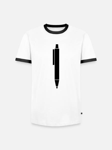 Ballpoint pen Kulli illustration - Men's Ringer Shirt - white/black