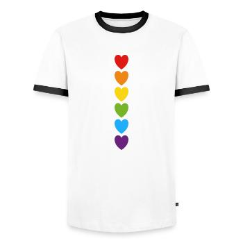 Pride rainbow hearts - Men's Ringer Shirt - white/black - Front - AI Model Female 172 light (172cm) & AI Model Male 178 dark (178cm)
