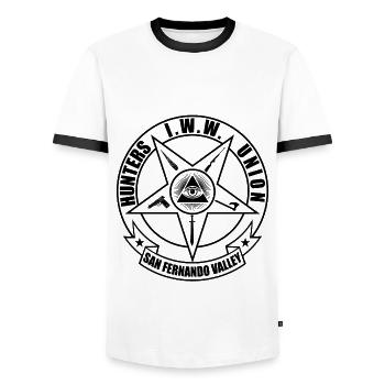 Quart de jour chasseur de vampires - T-shirt contrasté Homme - blanc/noir - Devant - AI Model Female 172 light (172cm) & AI Model Male 178 dark (178cm)
