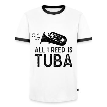 Tuba Tuba Cuivre Instrument Musique Fanfare - T-shirt contrasté Homme - blanc/noir - Devant - AI Model Female 172 light (172cm) & AI Model Male 178 dark (178cm)