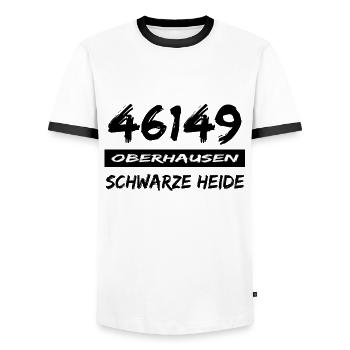 46149 Oberhausen Schwarze Heide - Männer Kontrast-T-Shirt - Weiß/Schwarz - Vorne - AI Model Female 172 light (172cm) & AI Model Male 178 dark (178cm)