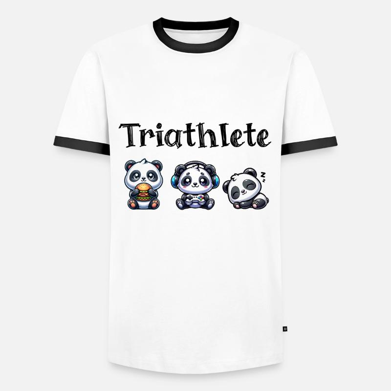 Triathlete Panda - Männer Kontrast-T-Shirt - Weiß/Schwarz