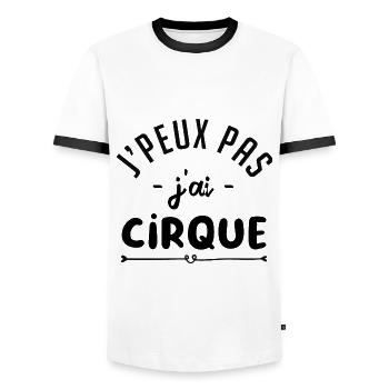 je peux pas j'ai cirque cadeau citation humour - T-shirt contrasté Homme - blanc/noir - Devant - AI Model Female 172 light (172cm) & AI Model Male 178 dark (178cm)
