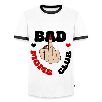 Bad Moms Club Middle Finger Logo Fuck Cool Moms - Men's Ringer Shirt - white/black - Front - AI Model Female 172 light (172cm) & AI Model Male 178 dark (178cm)