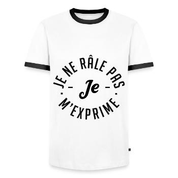 Je ne râle pas je m'exprime - T-shirt contrasté Homme - blanc/noir - Devant - AI Model Female 172 light (172cm) & AI Model Male 178 dark (178cm)