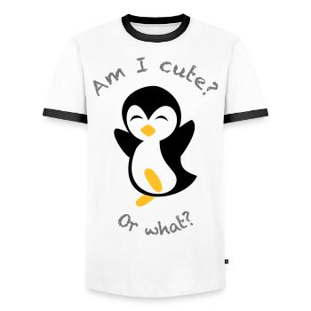 Süsser Pinguin | Design Farben frei wählbar. - Männer Kontrast-T-Shirt - Weiß/Schwarz - Vorne - AI Model Female 172 light (172cm) & AI Model Male 178 dark (178cm)