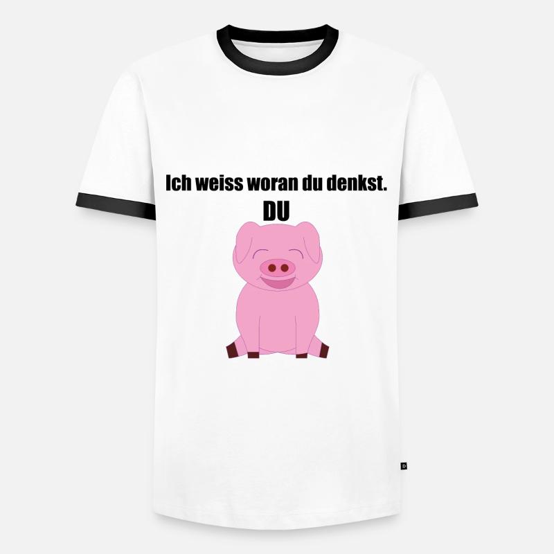 Du Schwein - Männer Kontrast-T-Shirt - Weiß/Schwarz