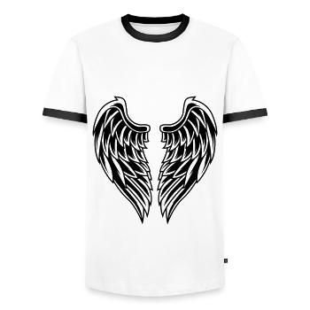 Wing Symbol Angel - Men's Ringer Shirt - white/black - Front - AI Model Female 172 light (172cm) & AI Model Male 178 dark (178cm)