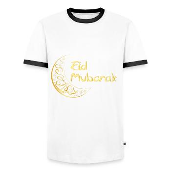 Ramadan Aïd Moubarak Rupture du jeûne Salutations - T-shirt contrasté Homme - blanc/noir - Devant - AI Model Female 172 light (172cm) & AI Model Male 178 dark (178cm)
