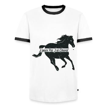 Je Peux Pas J'ai Cheval | fan de cheval | chevaux - T-shirt contrasté Homme - blanc/noir - Devant - AI Model Female 172 light (172cm) & AI Model Male 178 dark (178cm)