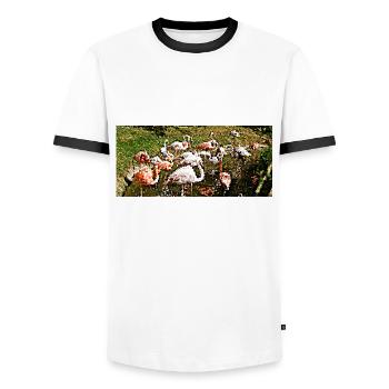 Flamingos - Männer Kontrast-T-Shirt - Weiß/Schwarz - Vorne - AI Model Female 172 light (172cm) & AI Model Male 178 dark (178cm)