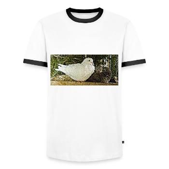 The dove bringing peace - Men's Ringer Shirt - white/black - Front - AI Model Female 172 light (172cm) & AI Model Male 178 dark (178cm)