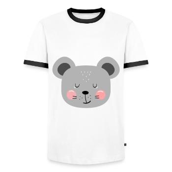 Süße graue Maus Kinder Design - Männer Kontrast-T-Shirt - Weiß/Schwarz - Vorne - AI Model Female 172 light (172cm) & AI Model Male 178 dark (178cm)