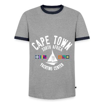 Cape Town yachting center - T-shirt contrasté Homme - gris/marine  - Devant - AI Model Female 172 light (172cm) & AI Model Male 178 light (178cm)