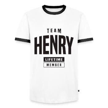 Henry - Men's Ringer Shirt - white/black - Front - AI Model Female 172 light (172cm) & AI Model Male 178 dark (178cm)