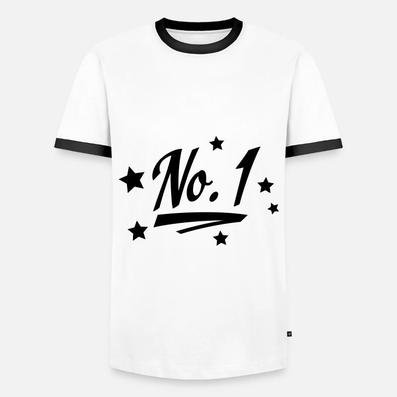 Nummer 1 - Männer Kontrast-T-Shirt - Weiß/Schwarz