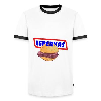 Leberkäse Leberkas Semmel Imbiss Hunger Shirt - Männer Kontrast-T-Shirt - Weiß/Schwarz - Vorne - AI Model Female 172 light (172cm) & AI Model Male 178 dark (178cm)