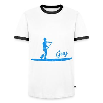 SUP Guy for Men Boys - Men's Ringer Shirt - white/black - Front - AI Model Female 172 light (172cm) & AI Model Male 178 dark (178cm)