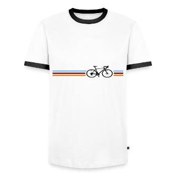 Bicycle Road Cycling - Men's Ringer Shirt - white/black - Front - AI Model Female 172 light (172cm) & AI Model Male 178 dark (178cm)