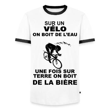 Cycliste passion eau et apéro cadeau vélo - T-shirt contrasté Homme - blanc/noir - Devant - AI Model Female 172 light (172cm) & AI Model Male 178 dark (178cm)