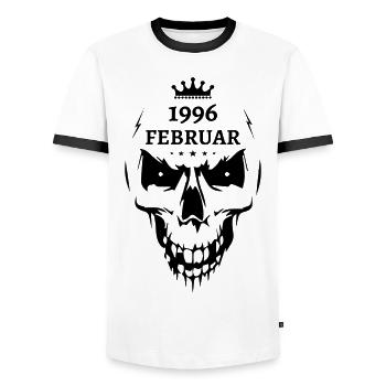 Februar 1996 Totenkopf - Männer Kontrast-T-Shirt - Weiß/Schwarz - Vorne - AI Model Female 172 light (172cm) & AI Model Male 178 dark (178cm)