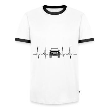 Véhicule tout-terrain 4wd 4x4 AWD Offroad 4wheeler cadeau - T-shirt contrasté Homme - blanc/noir - Devant - AI Model Female 172 light (172cm) & AI Model Male 178 dark (178cm)